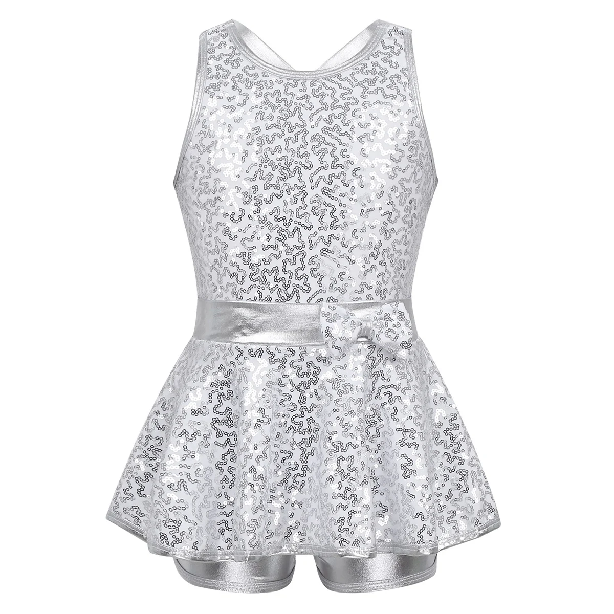 

Kids Rave Jazz Stage Dance Costume Sleeveless Sequined Dancewear Modern Gymnastics Leotard Girls Ballet Figure Skating Dress