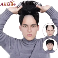 ailiade mens hair clip natural black synthetic straight hair hair pieces men wig hairpiece replacement systems 1618 for men