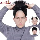 Зажим для волос AILIADE, для мужчин, натуральные черные прямые синтетические волосы, замена парика для мужчин, t-системы размером 16 х18