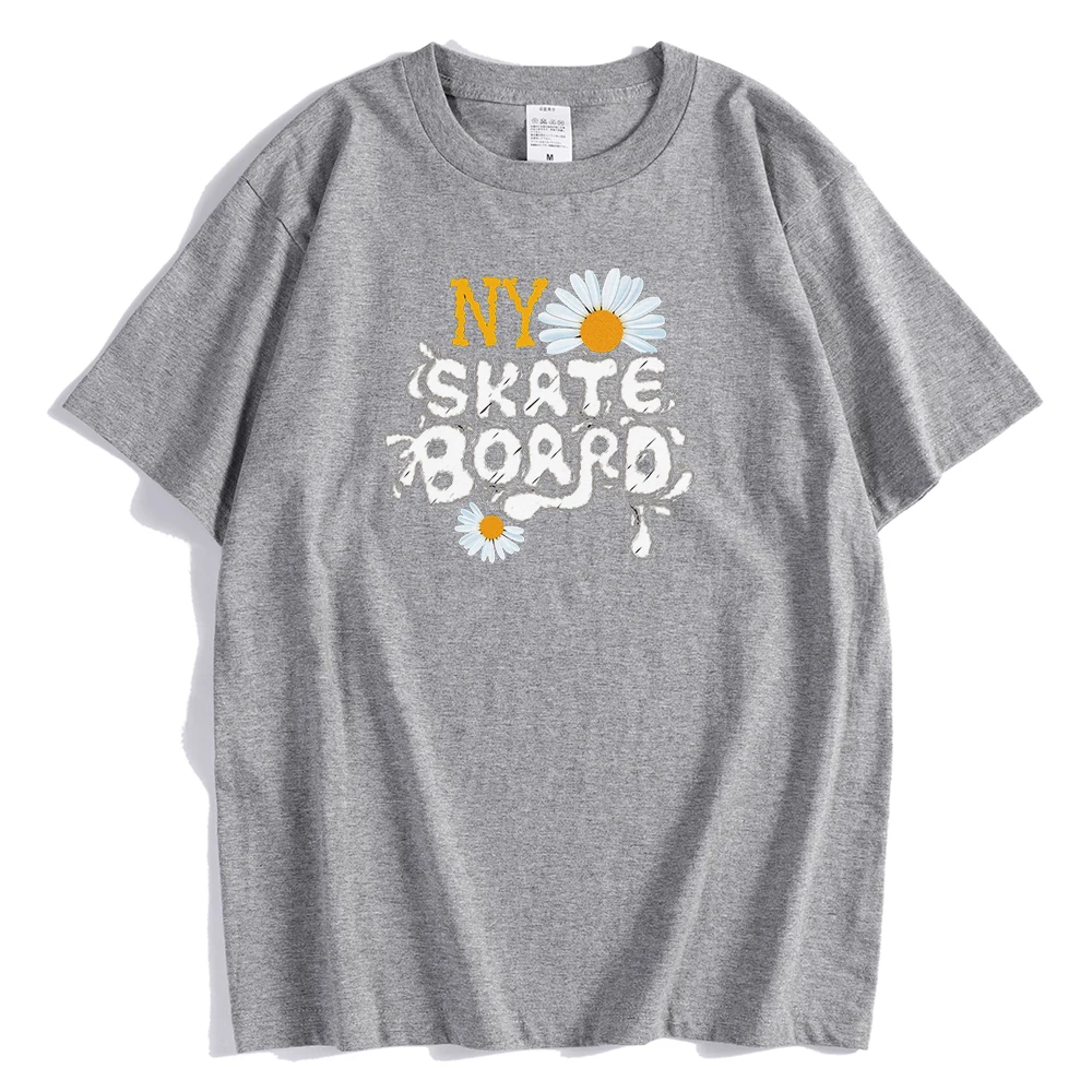 Мужские футболки Ny с принтом скейтборда и хризантемы уличные спортивные