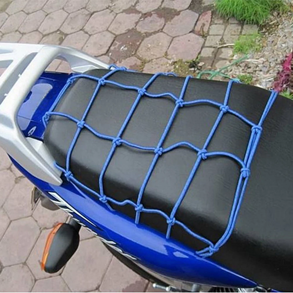 

30*30cm Black Motorcycle Bike 6Hook Hold Down Fuel Tank Luggage Net Rope Mesh String Bag Sundries Helmet Holder Moto Accessories