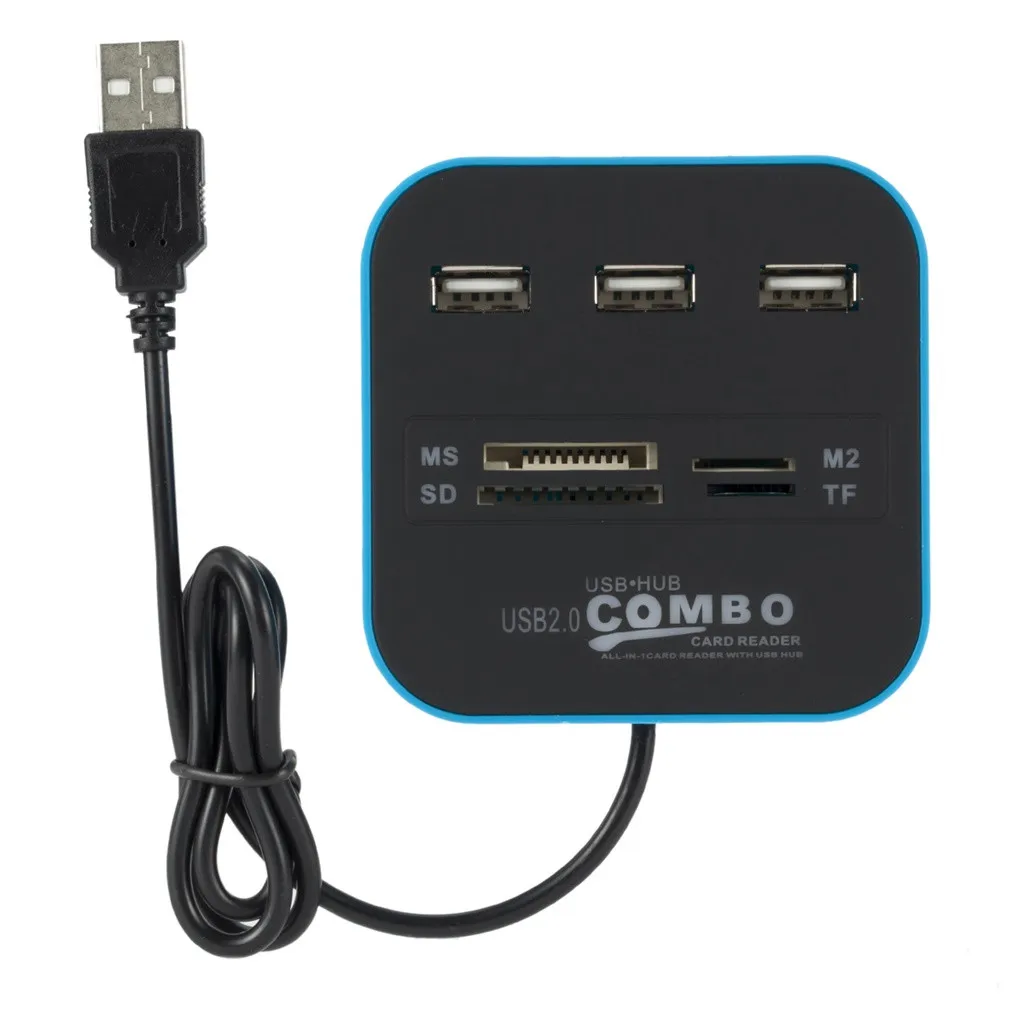 Высокоскоростной Usb 2 0 концентратор Горячая замена 3 порта с кардридером мини