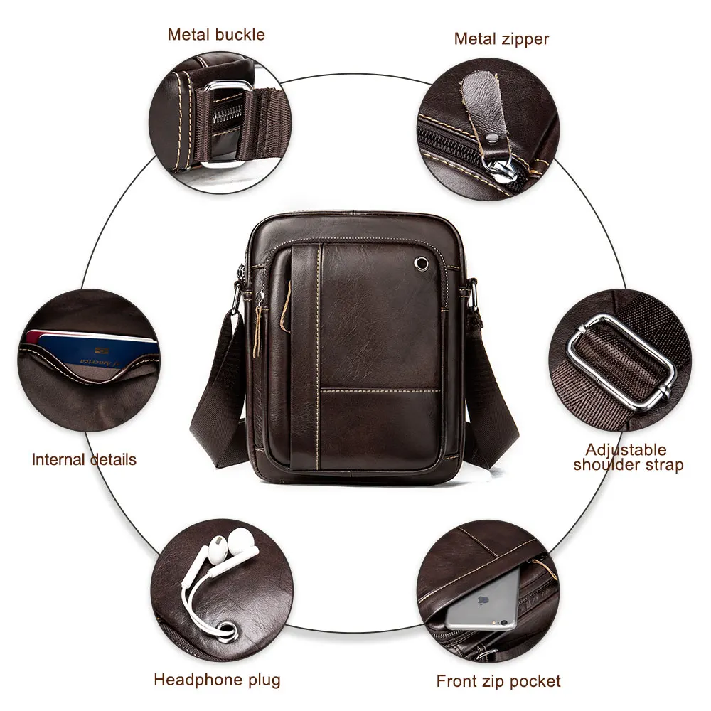 Сумка на плечо WESTAL мужская из натуральной кожи винтажная кросс-боди однотонный