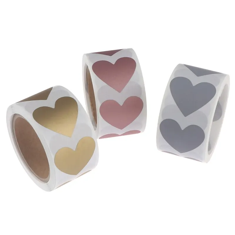 

Наклейки серебряные в форме сердца, розовое золото, 300 шт., стикеры стикер для канцелярских товаров