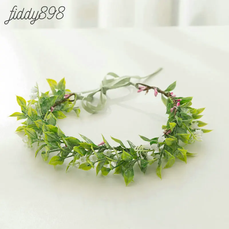 Зеленая Цветочная корона свадебная головная повязка для невесты на выпускной