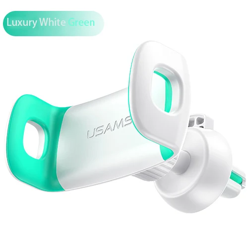Luxury White Green Новинка, автомобильный держатель для телефона на вентиляционное отверстие для iPhone, samsung, автомобильный держатель, регулируемый, вращающийся на 360 градусов, USAMS, обновленный Автомобильный держатель для телефона - Цвет: Luxury White Green