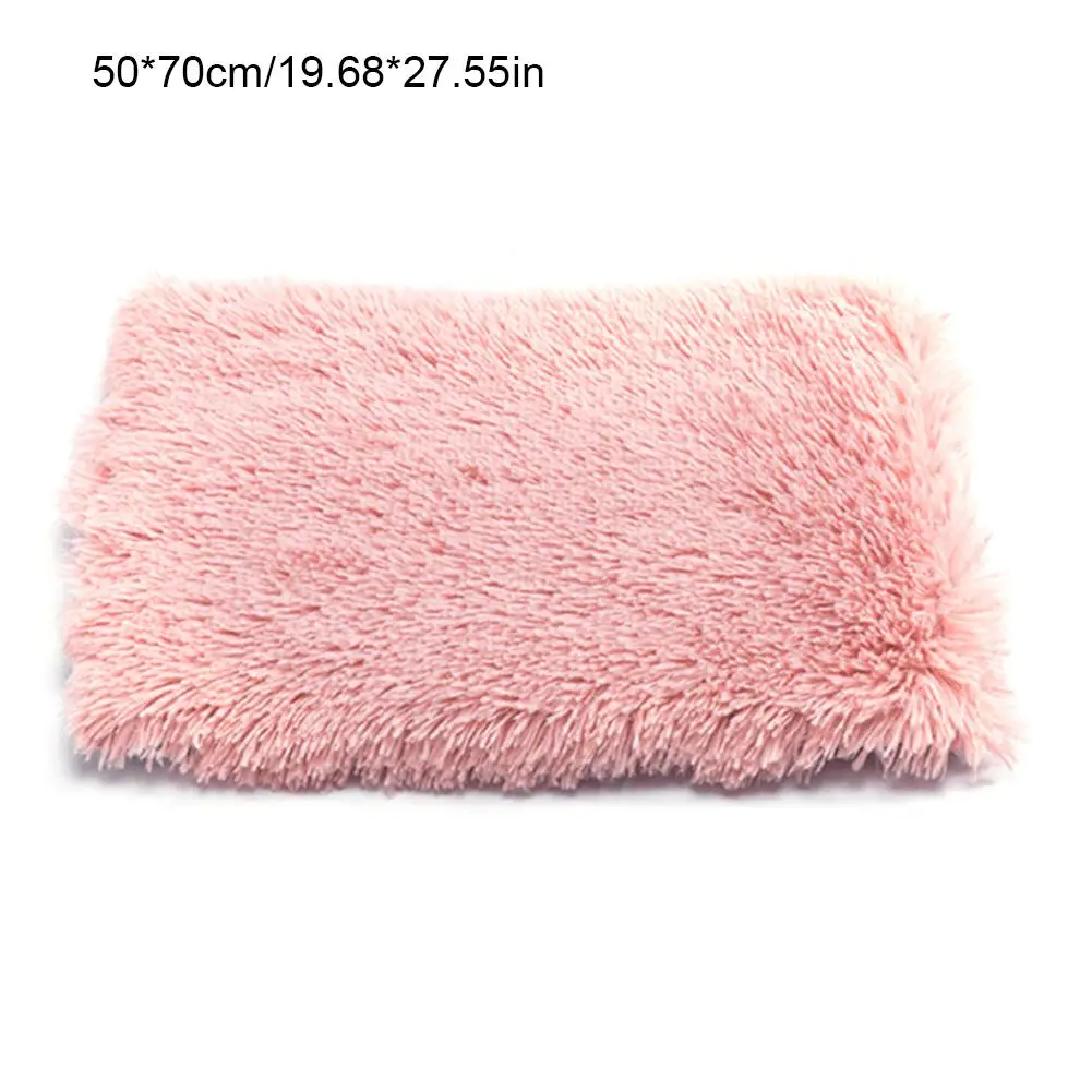 Pink Pet Long Plush Bed Dog Cat Blankets Fluffy Mats Soft Thin Covers For Large Dogs Solid Cats Mattress Blanket - Цвет: Pink