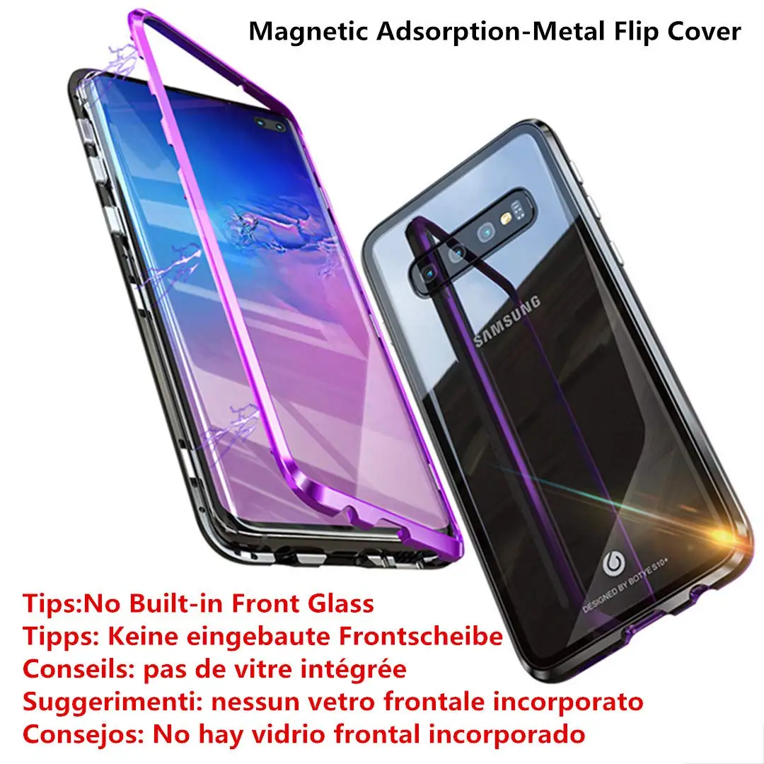 Металлическая Рамка флип Etui для samsung Galaxy S10 Plus чехол Note10 Coque samsung S10Plus чехол на магните для samsung Note 10 Plus чехол S10e S9 S10