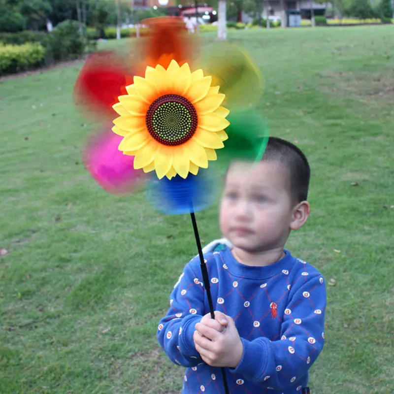 Sunflower Windmill Yard Color Random Wind Spinner Outdoor Pinwheel Plastic 3D Lawn Whirligig Home Garden Party Toy Decoration | Дом и сад