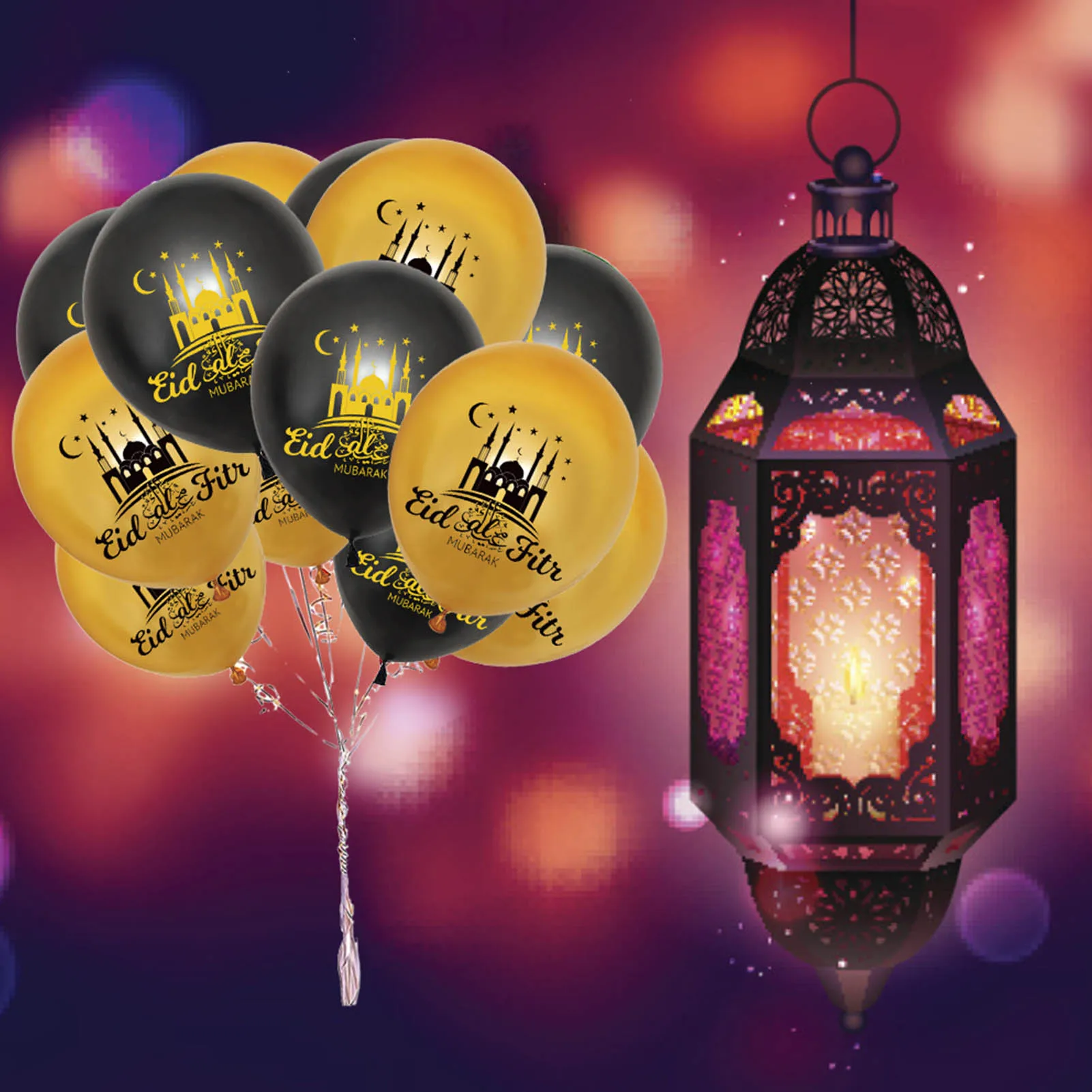 

Eid Mubarak Latex Balloons Clear Pattern Ramadan Mubarak Anniversary Happy Birthday Party Eid Decoration Festival Supplies