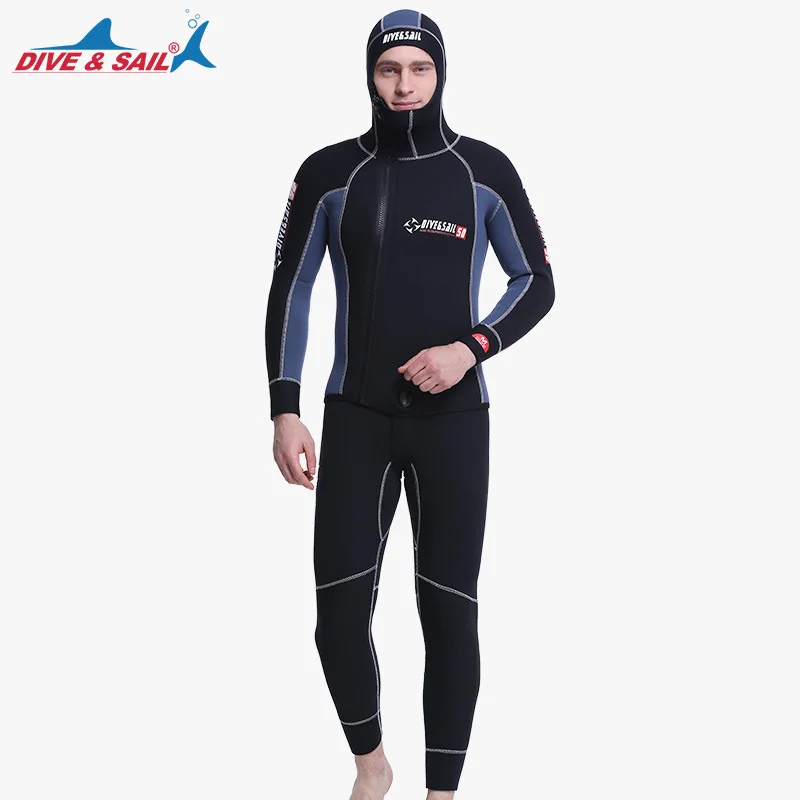 

Dive Wetsuit 5mm 2-Piece Scuba Diving Suit Men Neoprene Underwater hunting Surfing Front Zipper Spearfishing Snorkeling Suit