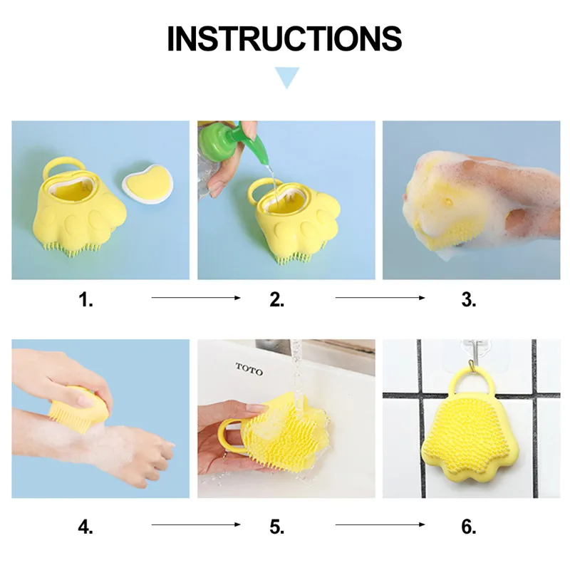 

Cute Cat Claw Bath Brushes for Children Shampoo Massage Bath Brush Shower Accessories Baby Soft Silicone Kids Brush Skin Clean