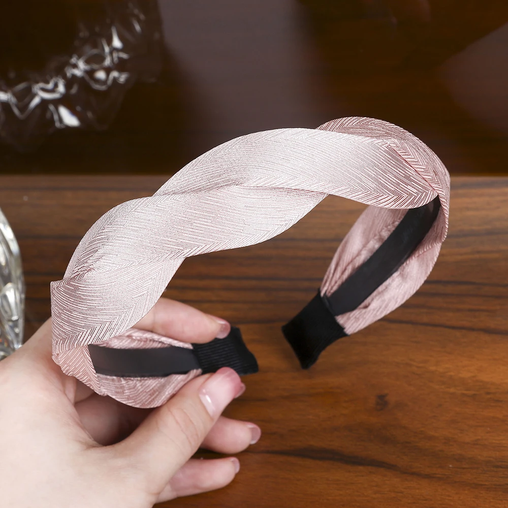 Leveo Twist Hairband для женщин Глянцевая s-образная головная повязка для волос ободок для девочек Новые плетеные головные повязки обруч для волос аксессуары