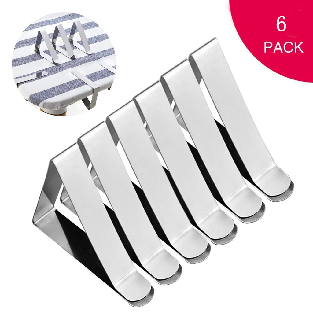 

6PC Stainless Steel Tablecloth Tables Cover Clips Holder Clamps Party Tool Tablecloth Clip Multi-Function Sucker