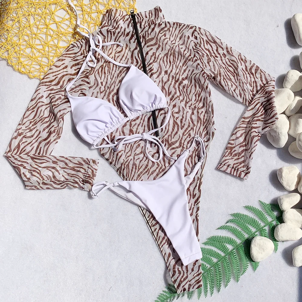 Купальник женский с высокими штанинами Бразильское бикини длинным рукавом