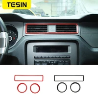 tesin abs car interioer dashboard air conditioning vent decoration cover ring stickers for ford mustang car accessories styling
