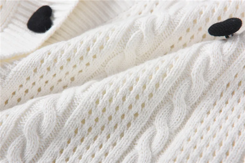 

White Love Knitted Cardigan V-Neck Women Long Sleeve Loose and Lazy Sweater