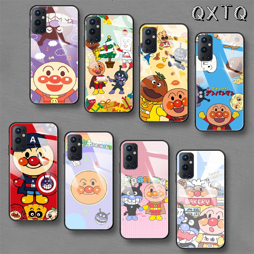 

Anpanman Cartoon Tempered Glass Smart Phone Case For Oneplus Oppo Realme 5 6 7 8 9 T Find x3 Pro Nord Gt Cover Cell Cover Luxury