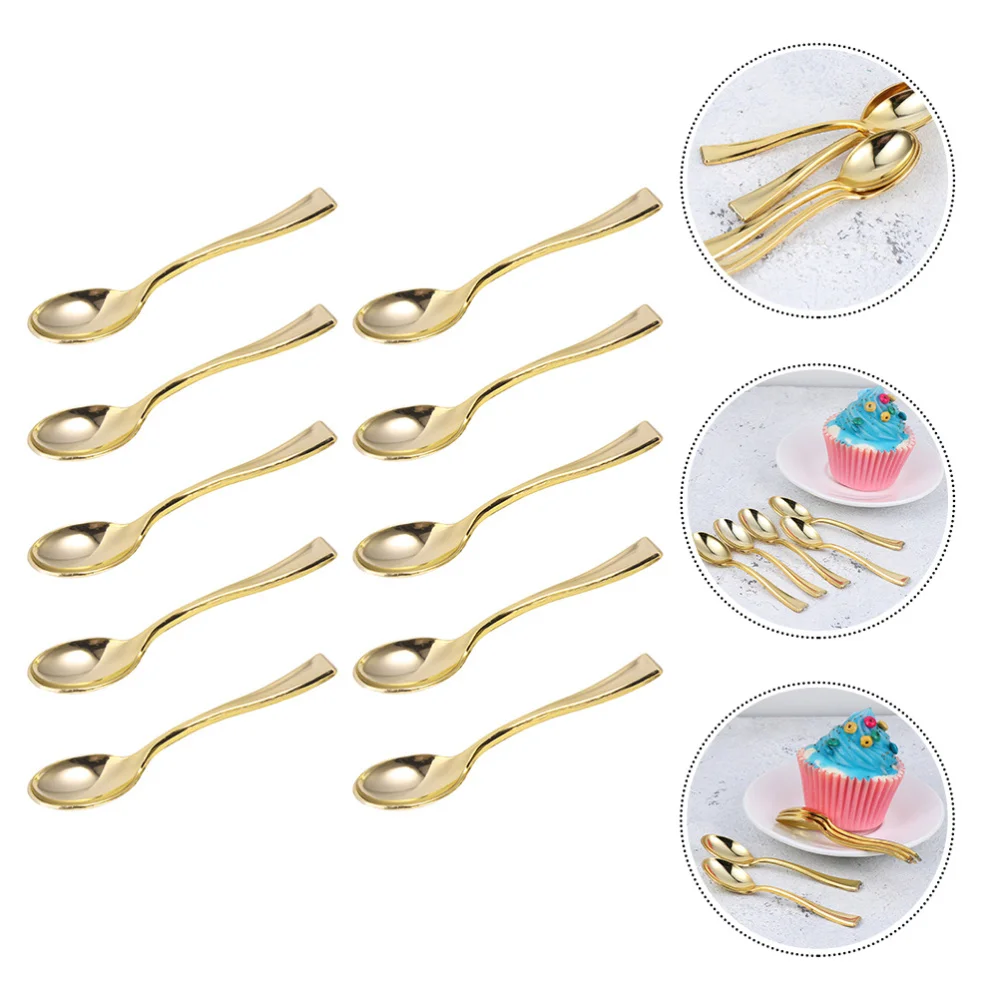 

10pcs Party Dessert Mini Spoons Disposable Mini-spoon Cake Ice Cream Spoons