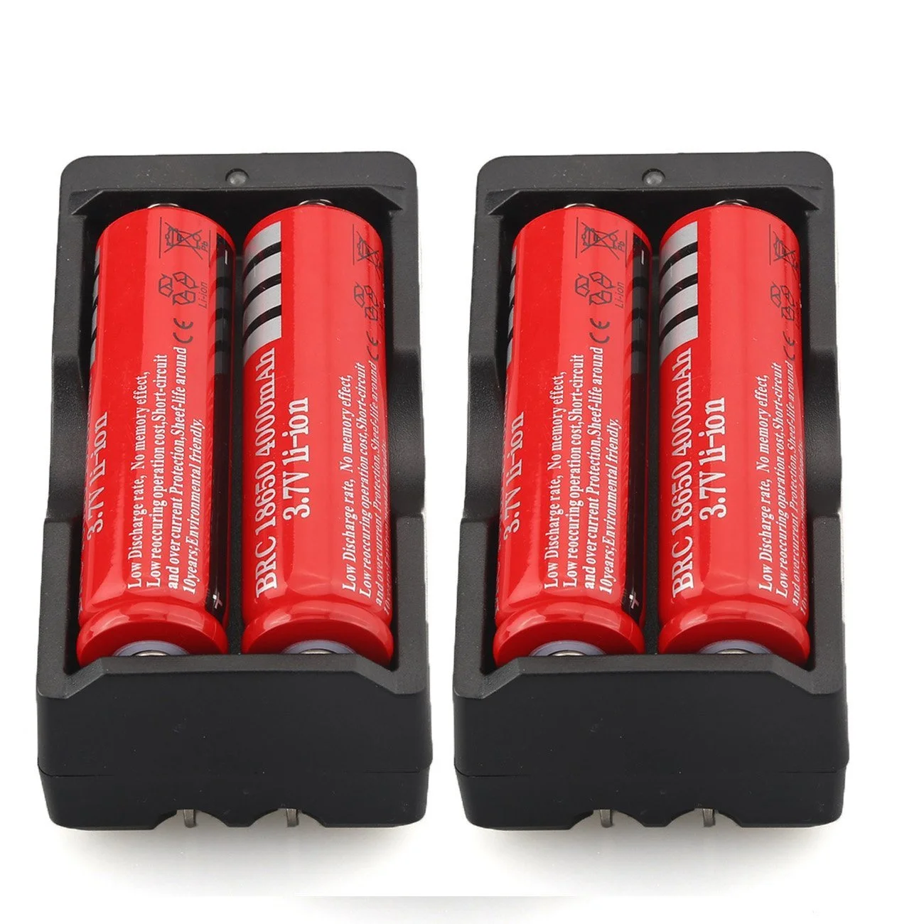 

Rechargeable stack gtf 4x4000mah, large capacity, 18650 v, li-ion + 2 double chargers