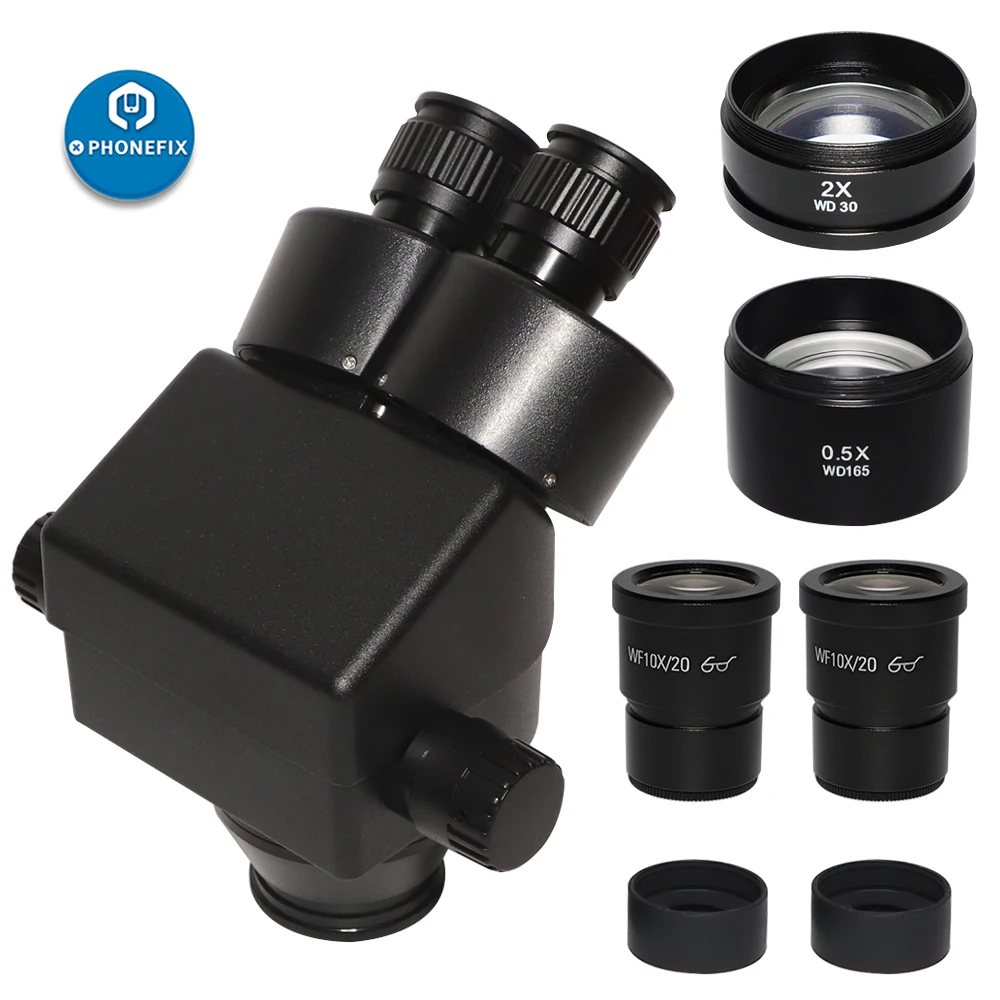 

Бинокулярный микроскоп с непрерывным увеличением, 7X-45X, 3,5x-90x, стереомикроскоп с окуляром WF10X/20 мм, линза 0,5x, 2,0x
