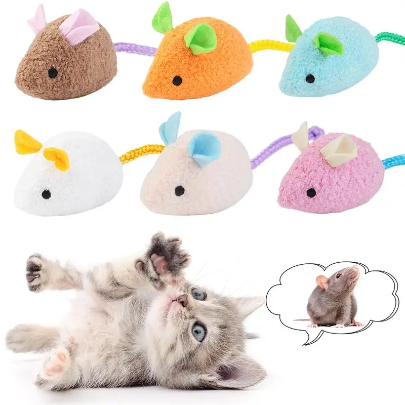 

6PCS Cat Mouse Toy Realistic Kitten Chewing Toy Catnip Cat Interactive Kawaii Plush Pet Bite Toy Attractive Pet Supplies