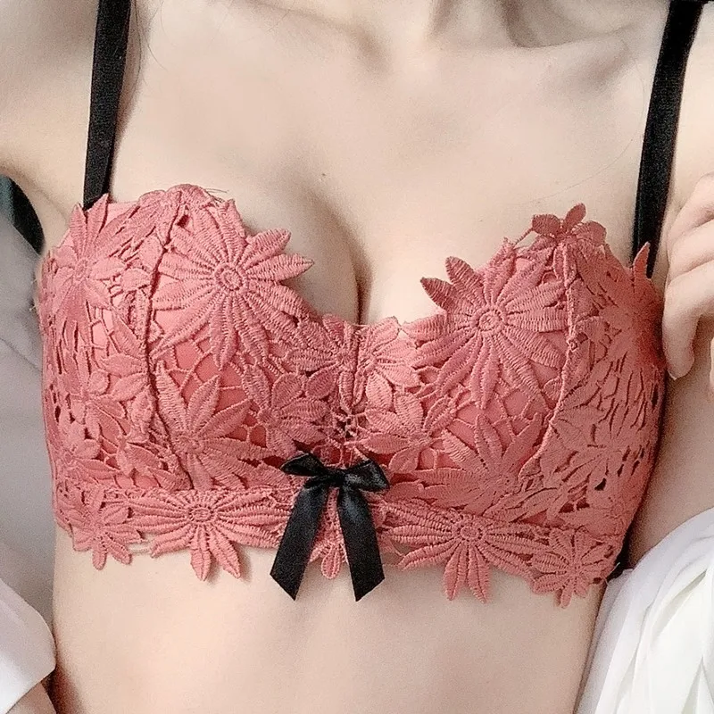 

Women Bra Sexy Lingerie Floral Embroidery Wireless Bralette Comfort Push Up Tops Brassiere Girl Underwear BH
