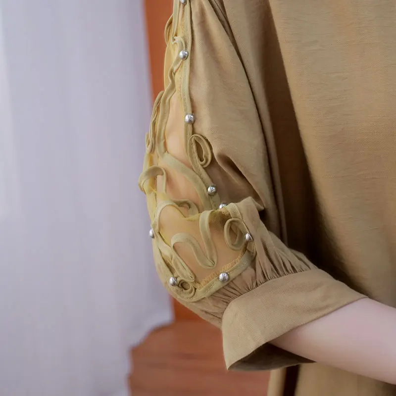 

BIG SIZE Summer Women Fashion Elegant Rivet Mesh Spliced Tops Ladies Female Plus Large Short Sleeve Loose Blouse Shirt Blusas