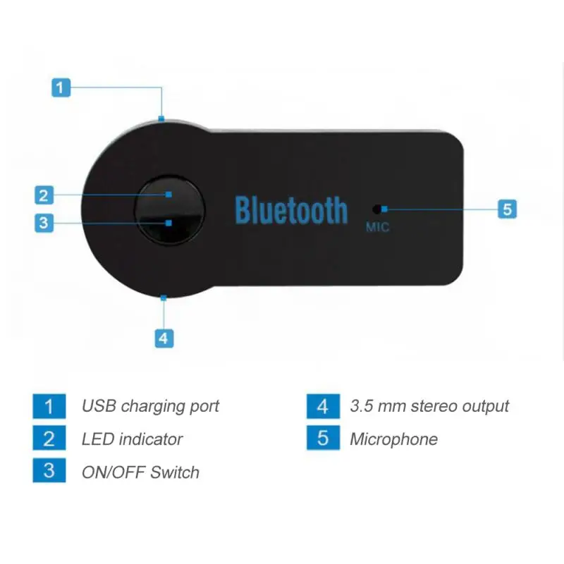 Bluetooth Audio Receiver Transmitter 3.5mm Stereo Adapter For PC TV Phone Video Player Support Hands-free Call | Электроника
