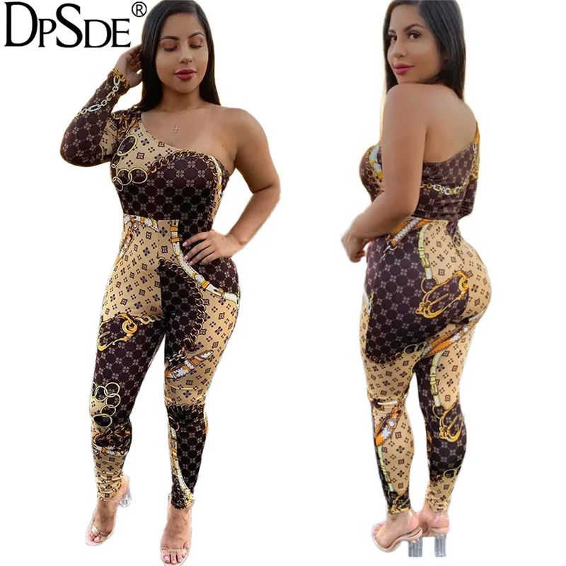 Женский Длинный комбинезон с принтом DPSDE Фиолетовый длинным рукавом и открытой