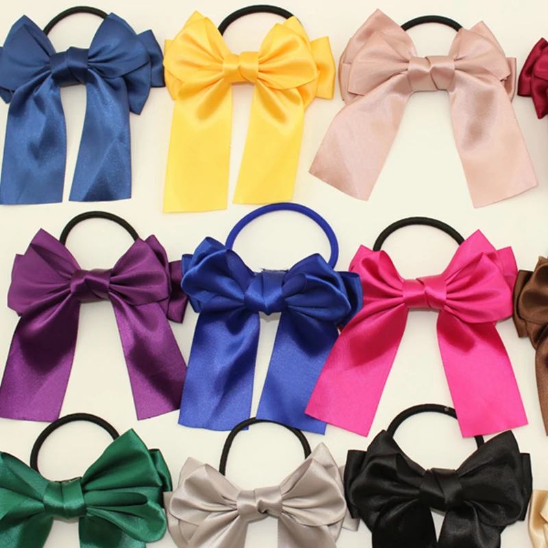

30 Pieces Mix Fashion Good Elastic Women Ribbon Bow Hair Rope Satin Scrunchy Ponytail Holder Gum Hair Accessories for Women