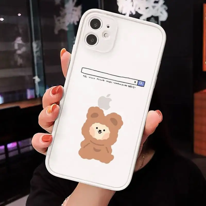 

Cute cartoon bear dog Phone Case For iPhone 12 11 Mini Pro XR XS Max 7 8 Plus X Matte transparent White Cover
