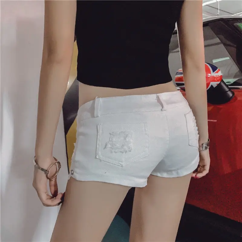 

2021 Fashion New Summer Versatile Tight Denim Shorts Lace Stitching Low Waist Super Short