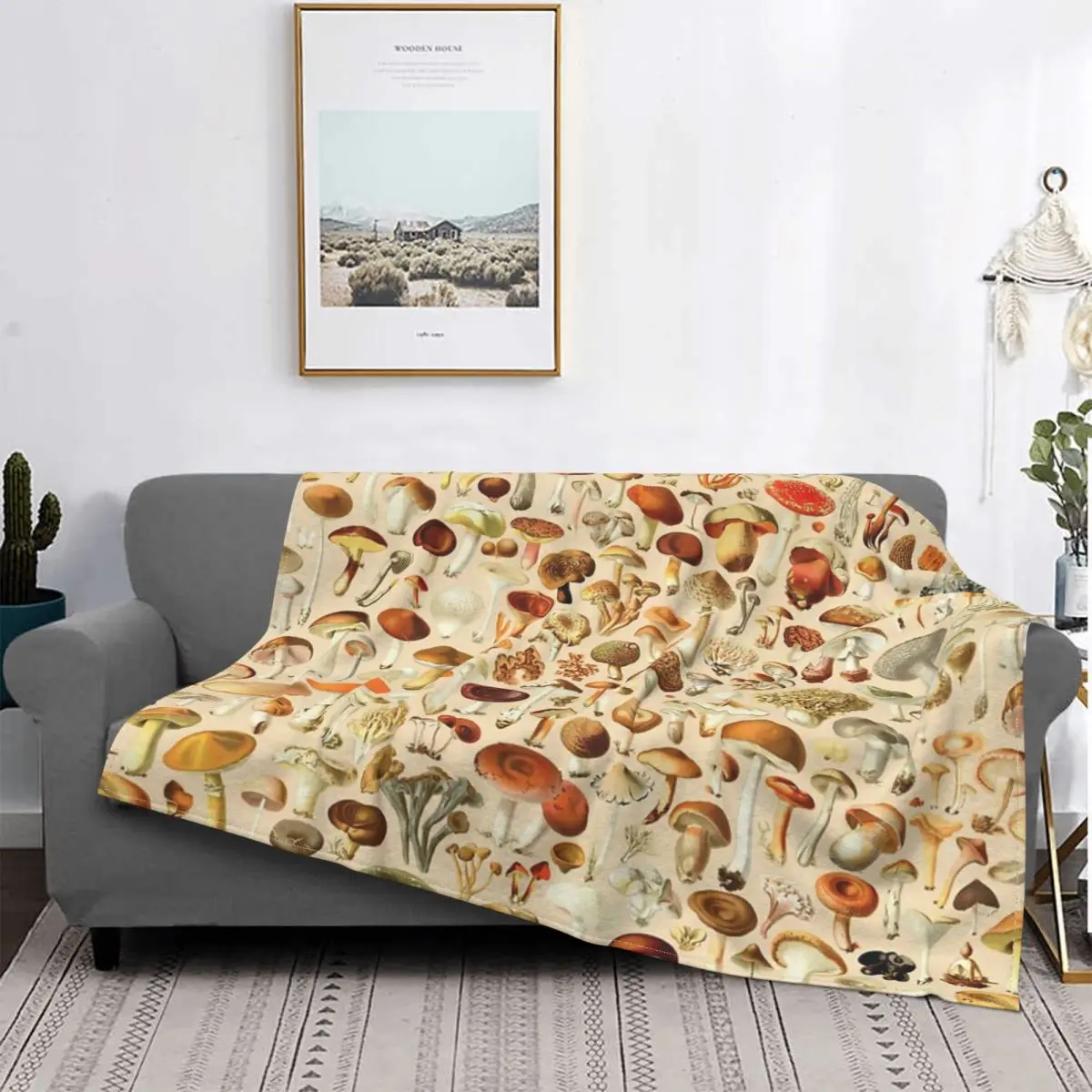 

Винтажное дизайнерское коллекционное одеяло в виде грибов, покрывало для кровати, клетчатое покрывало для пикника, Клетчатое одеяло в клет...