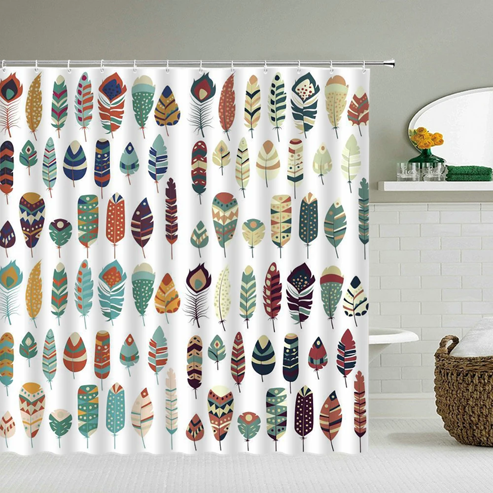 

3d Shower Curtains Flower Plant Bathroom Curtain Waterproof Polyester Cloth Decoration With Hooks180*240cm Bath Curtain
