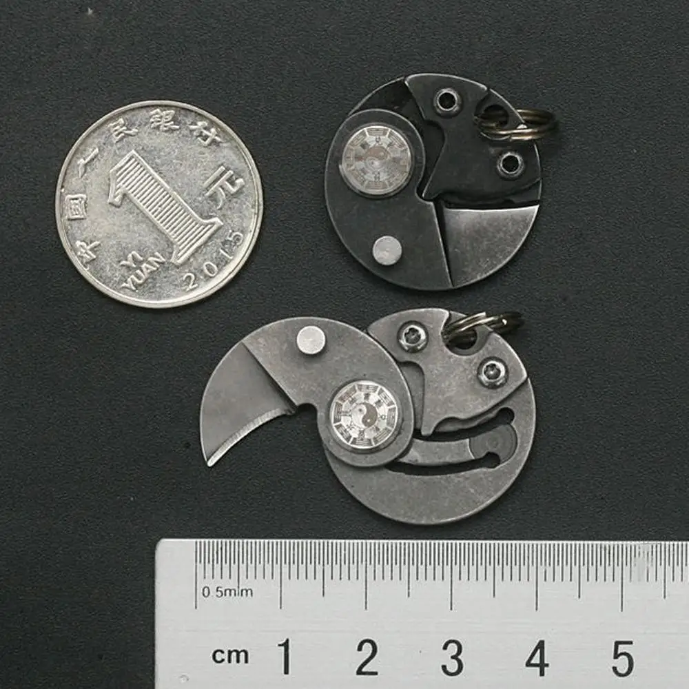 Мини карманные ножи инструменты для улицы EDC стальной круглый складной нож монет