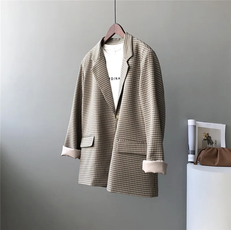 

Fashion Retro High-End Spring New Korean Casual Loose Button Blazer 2021