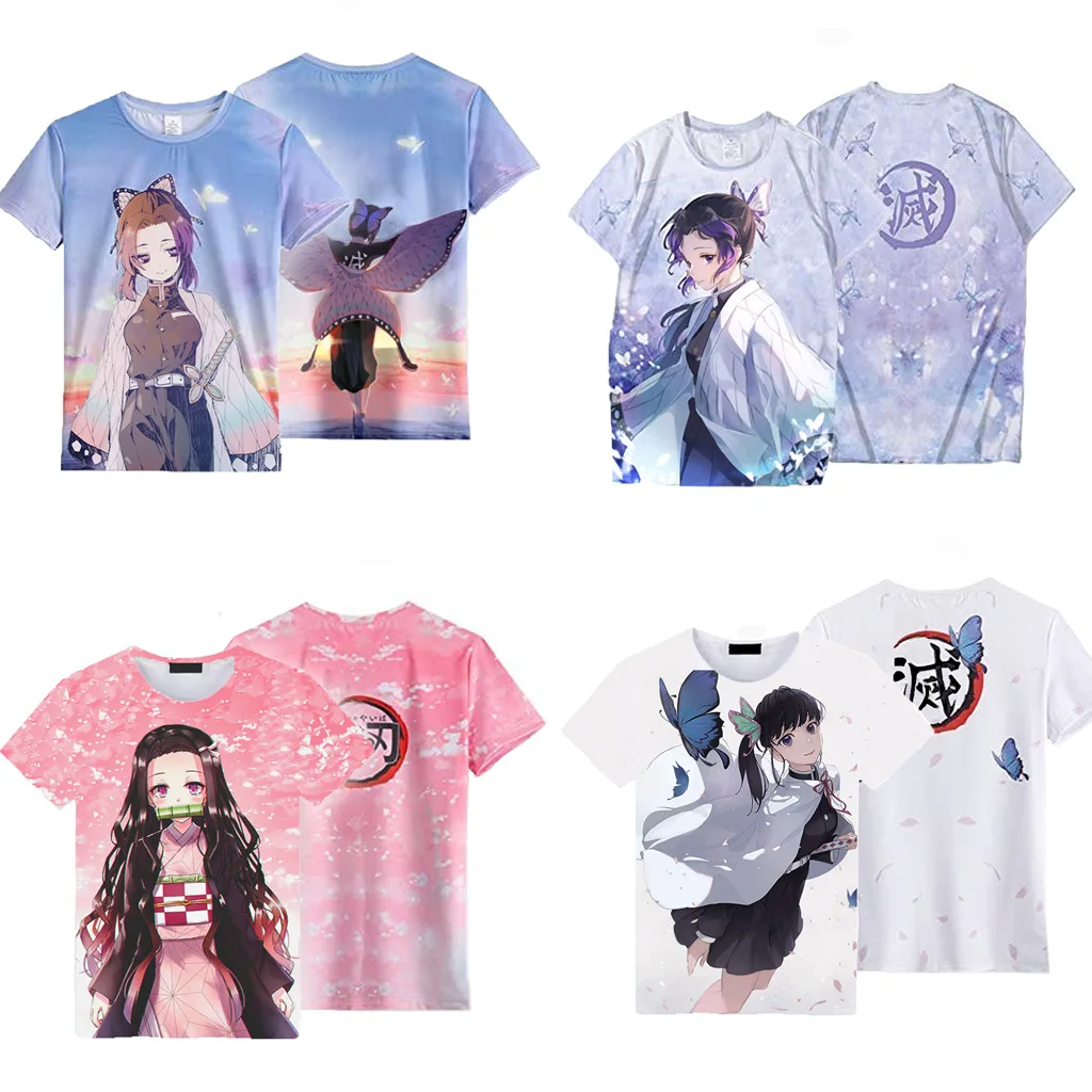 

Kawaii Kamado Nezuko Kochou Shinobu футболка с мультяшным принтом аниме рассекающий демонов Kimetsu no Yaiba Женская летняя футболка с коротким рукавом