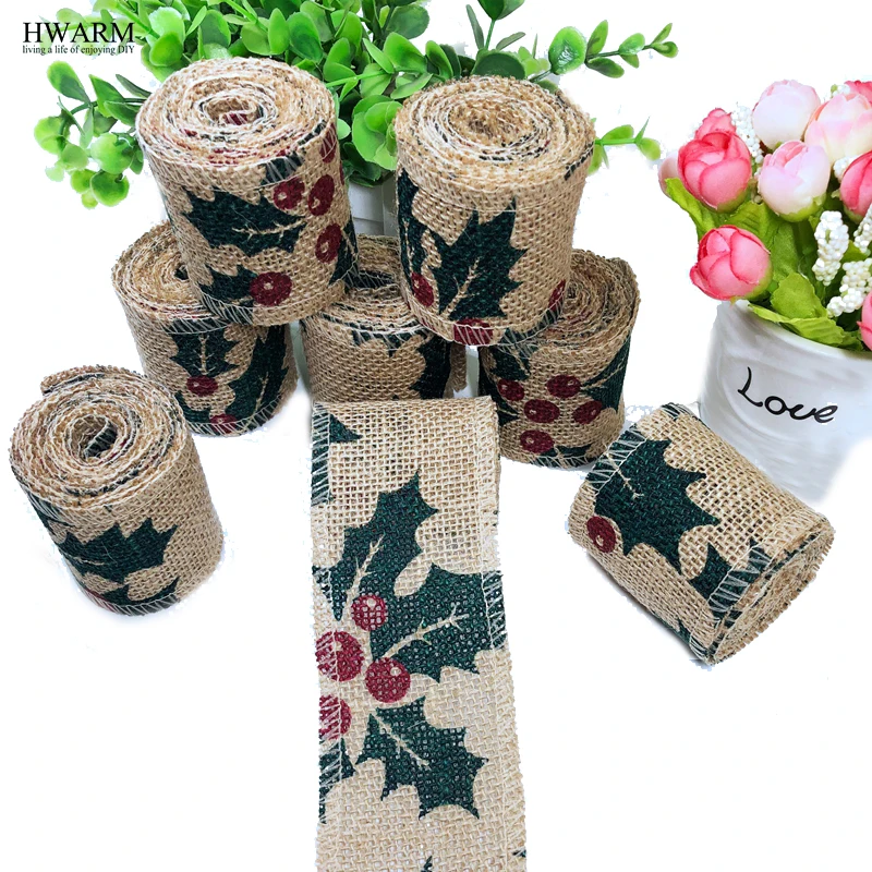 12pcs 6cm Cherry Fruit Linen Lace Fabric Ribbon DIY Handmade Wedding Christmas Gift Decoration For Home Party Favors Accessories