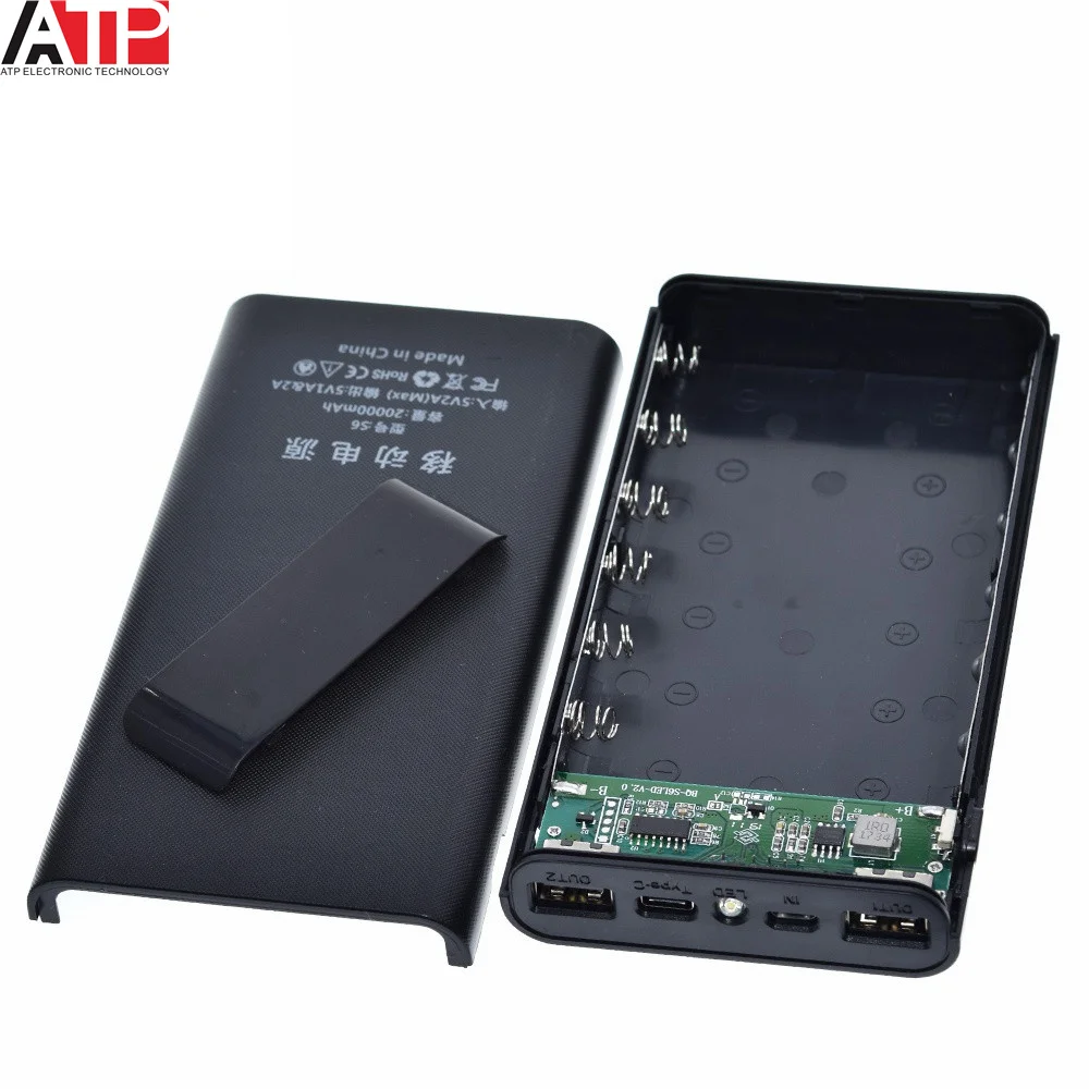 

Portable 5V 6x18650 Power Bank Battery Box Shell Case DIY Type-C Micro USB Fast Charging Mobile Phone Charger Box Case