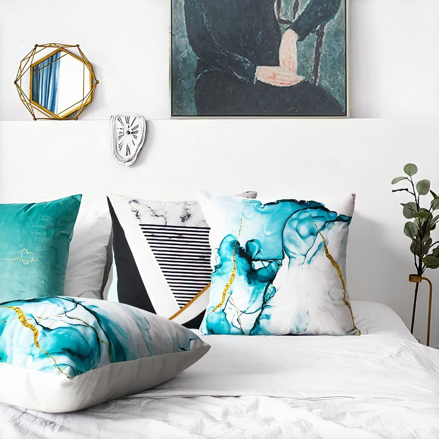 Краткое Мрамор геометрический декоративная подушка для дивана наволочка