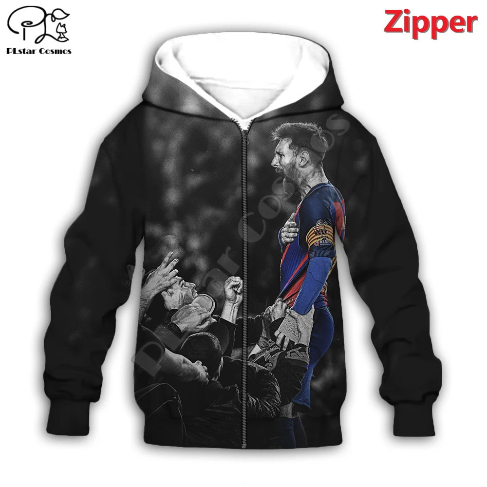 

PLstar Cosmos Lionel Messi Fashion 3D Print Summer Kids Hoodies Zipper Hooded Football Star Casual Sweatshirt Brand Clothing M3