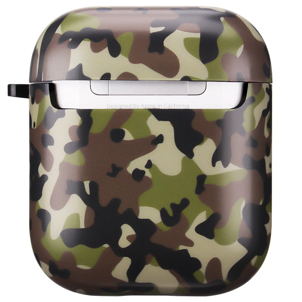 Модный мягкий наушник из ТПУ чехол для Apple Airpods 1 2 матовый IMD дизайн Армейский Камуфляж чехол для наушников с крюком-вешалкой