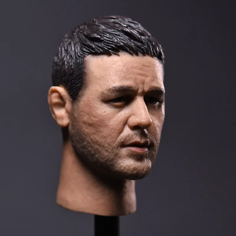 

1/6 Scale Male Man Russell Crowe Gladiator Head Carving Sculpt Model neck Short Hair Headplay for 12" Action Figure Body
