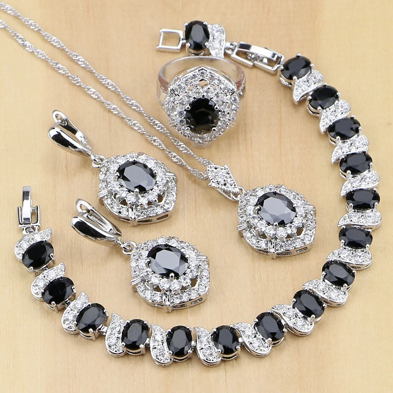 Женский ювелирный комплект из колье серёг и браслета серебра 925 пробы|jewelry sets for