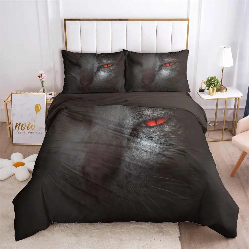 

3D Evil Eye Duvet cover sets Black Bedding set Animal Quilt covers Pillowslip Pure Comforter case King Queen Twin Bed Linens