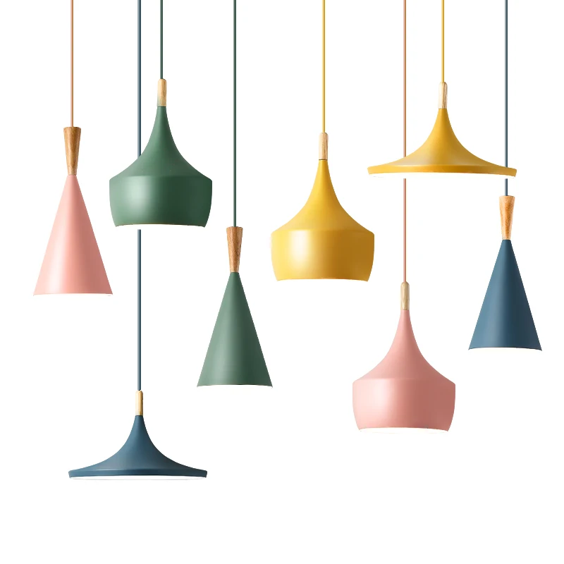 

A Slope Indoor lighting slope pendant lights Wood and aluminum lamp restaurant bar coffee dining room LED hanging light fixture