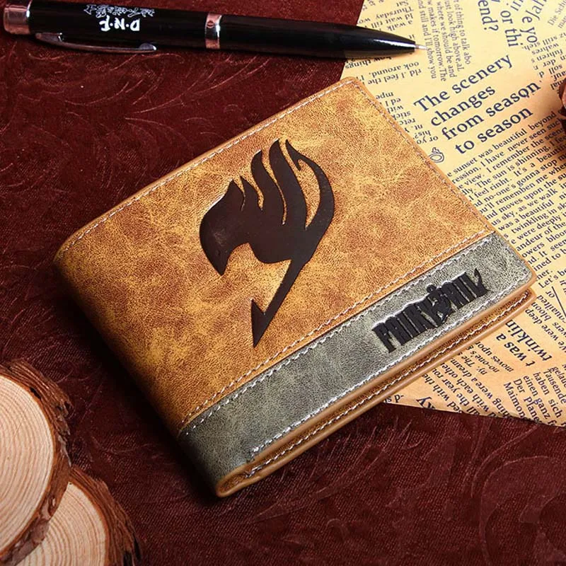 Fairy tail Аниме меч искусство онлайн кошелек хаки кожа короткая карта и фото держатель кошелек для подарка мешок денег - Цвет: Fairy tail