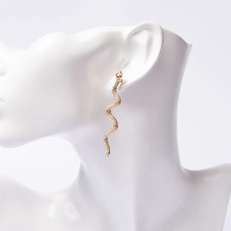 В стиле панк со змеиным рисунком длинные серьги для женщин ювелирные изделия