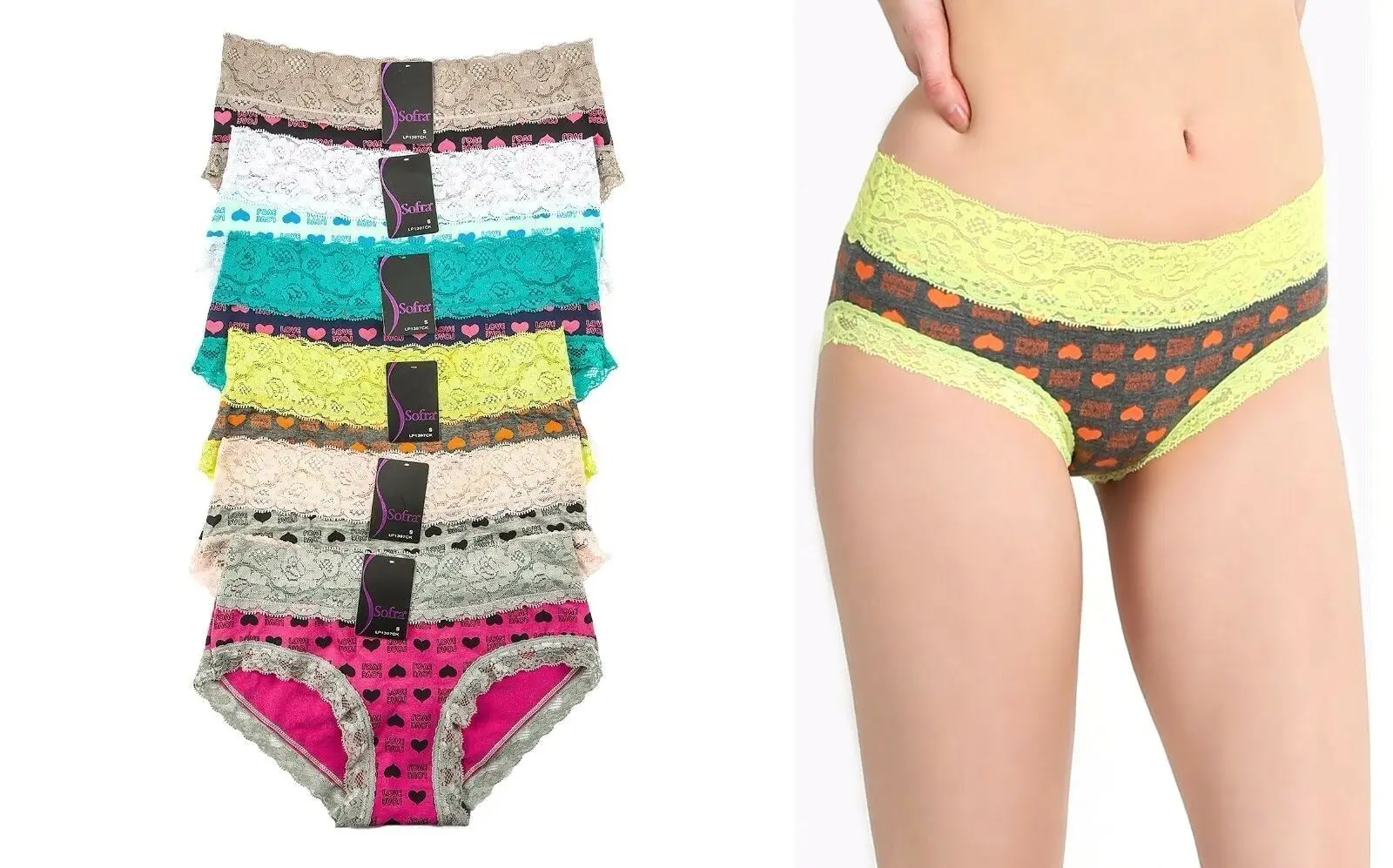 

6 PCS WOMEN HIGH WAIST LACE LOVE COTTON BIKINIS BRIEFS PANTIES UNDERWEAR S~XL